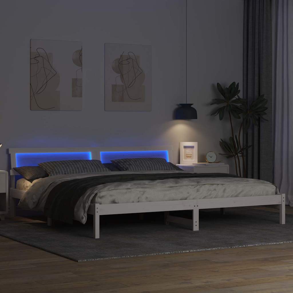 Bettgestell mit Kopfteil Weiß 180 x 200 cm Massivholz Kiefer